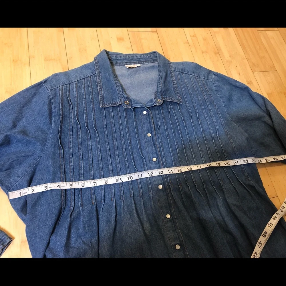 Roaman's Denim Midi Ruffle Front Dress 3X EUC - Host Pick 10/13/25 - Picture 15 of 16